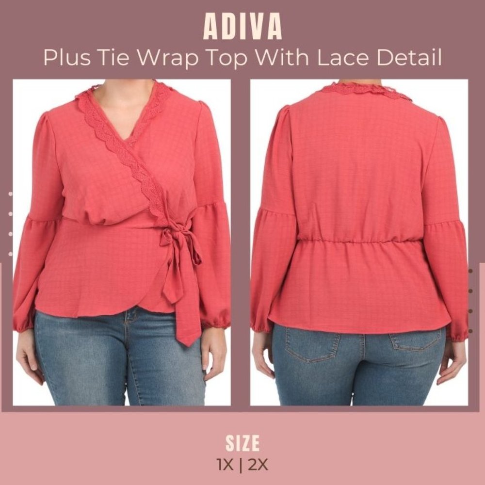 Plus Tie Wrap Top With Lace Detail | ADIVA